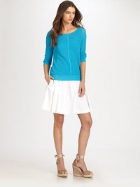 A timeless, full skirt meets a perfect-for-everyday fabrication, creating a must-own-now design. Subtle pleatsSide zipperFully linedAbout 21 long63% cotton/37% polyesterDry cleanImported of Italian fabric Model shown is 5'11½ (181cm) wearing US size 4. OUR FIT MODEL RECOMMENDS ordering true size. A timeless, full skirt meets a perfect-for-everyday fabrication, creating a must-own-now design. Subtle pleatsSide zipperFully linedAbout 21 long63% cotton/37% polyesterDry cleanImported of Italian fabric Model shown is 5'11½ (181cm) wearing US size 4. OUR FIT MODEL RECOMMENDS ordering true size.