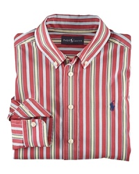 The epitome of preppy style, a classic long-sleeved button-down shirt is crafted in light-as-air cotton with a heritage madras print for a handsome finish. The epitome of preppy style, a classic long-sleeved button-down shirt is crafted in light-as-air cotton with a heritage madras print for a handsome finish.