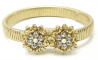 Juicy Couture 'Nouveau Couture' Double Cluster Watch Stretch Band Bracelet - Gold Plated Flowers with Crystal with Pearl Juicy Couture 'Nouveau Couture' Double Cluster Watch Stretch Band Bracelet - Gold Plated Flowers with Crystal with Pearl