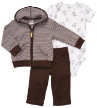 Brown and White Monkey 3 Pc Boys Cardigan Set by Carter's - Newborn Brown and White Monkey 3 Pc Boys Cardigan Set by Carter's - Newborn