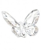 Dazzling in the wings. This bejeweled butterfly reflects the light beautifully with fully faceted wings edged in glittering crystal dots. A special figurine from Swarovksi.