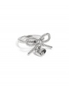 GUESS Silver-Tone Bow Ring With Logo Heart Cha, SILVER (7)