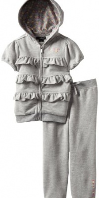 Calvin Klein Girls 2-6X Short Sleeve Hoody With Pants Calvin Klein Girls 2-6X Short Sleeve Hoody With Pants