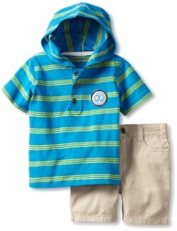 Calvin Klein Baby-Boys Infant Hooded Stripes Top with Shorts, Blue, 24 Months Calvin Klein Baby-Boys Infant Hooded Stripes Top with Shorts, Blue, 24 Months