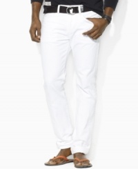Light, timeworn denim lends a vintage quality to the essential Perry wash jean, crafted in a classic fit with a sleek, straight leg. Light, timeworn denim lends a vintage quality to the essential Perry wash jean, crafted in a classic fit with a sleek, straight leg.