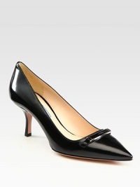 Leather pointed toe pump finished with a logo nameplate. Self-covered heel, 2¾ (70mm)Leather upperPoint toeLeather lining and solePadded insoleMade in ItalyOUR FIT MODEL RECOMMENDS ordering one size up as this style runs small. Leather pointed toe pump finished with a logo nameplate. Self-covered heel, 2¾ (70mm)Leather upperPoint toeLeather lining and solePadded insoleMade in ItalyOUR FIT MODEL RECOMMENDS ordering one size up as this style runs small.