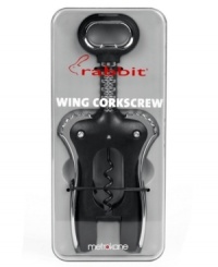 Corks are no match for Metrokane's Rabbit wing corkscrew. This essential bar tool clamps securely onto any bottle and removes corks cleanly with a cleverly designed, nonstick spiral. Corks are no match for Metrokane's Rabbit wing corkscrew. This essential bar tool clamps securely onto any bottle and removes corks cleanly with a cleverly designed, nonstick spiral.
