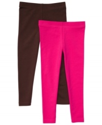 Keep her comfy in cute colors with this two-pack of basic leggings from Carter's. Keep her comfy in cute colors with this two-pack of basic leggings from Carter's.