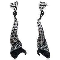 Twinkling Curves Jet Black Hematite and Clear Swarovski Crystal Dangle Earrings Twinkling Curves Jet Black Hematite and Clear Swarovski Crystal Dangle Earrings