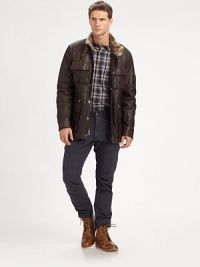Utilitarian-inspired style for the modern gentleman, shaped in straight-fitting cotton with an array of pockets for an authentic feel.Front flap, back welt pocketsSide cargo pocketsInseam, about 34CottonMachine washImportedOUR FIT MODEL RECOMMENDS ordering true size. Utilitarian-inspired style for the modern gentleman, shaped in straight-fitting cotton with an array of pockets for an authentic feel.Front flap, back welt pocketsSide cargo pocketsInseam, about 34CottonMachine washImportedOUR FIT MODEL RECOMMENDS ordering true size.