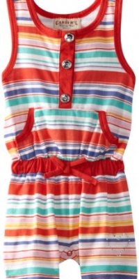 Carter's Watch the Wear Baby-Girls Infant Romper With Stripes And Large Front Pocket, Calypso Coral, 12 Months