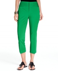 A clean, wide waistband and welt pockets give INC's petite cropped pants sleek minimalist appeal.