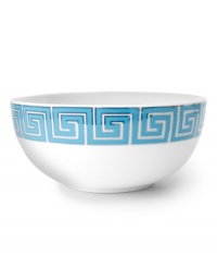 Dress up your table any day of the week with the dishwasher-safe and fabulously stylish Greek Key serving bowl. Jonathan Adler gives the ancient pattern a bold, modern feel in teal blue, bright white and shimmering platinum. Dress up your table any day of the week with the dishwasher-safe and fabulously stylish Greek Key serving bowl. Jonathan Adler gives the ancient pattern a bold, modern feel in teal blue, bright white and shimmering platinum.