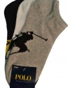 Polo Ralph Lauren Men's 3 Pack Low Cut Socks White/Gray/Black