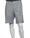 Club Room Checks (Small) Grey/Black (grey, black and white) Flat Front Walking Shorts