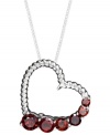 Give the gift of love to the girl with a January birthday. This elegant heart-shaped pendant features an intricate, textured design accented by bold, round-cut garnets (1-3/4 ct. t.w.). Crafted in sterling silver. Approximate length: 18 inches. Approximate drop: 3/4 inch.