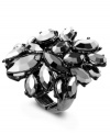 Alluring fashion bursts forth on this chic ring from INC International Concepts. Plastic stones create a starburst effect for an instant impact. Crafted in hematite tone mixed metal. Stretches to fit finger.