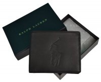 Polo Ralph Lauren Big Pony Embossed Leather Billfold Wallet-Black Polo Ralph Lauren Big Pony Embossed Leather Billfold Wallet-Black