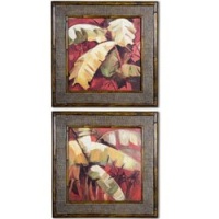 Uttermost 50796 Banana Tropic - Set of Two Decorative Wall Art, Rattan Finish Uttermost 50796 Banana Tropic - Set of Two Decorative Wall Art, Rattan Finish