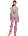 Hello Kitty Juniors Grey Stripe Pajama Set