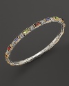 Colorful gemstones embellish this etched sterling silver and 18K gold bangle from Konstantino.