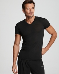 For lounging around the house or sporting with your favorite jeans, the soft hand and body-hugging fit of this tee brings a touch of luxury to your casual wardrobe. For lounging around the house or sporting with your favorite jeans, the soft hand and body-hugging fit of this tee brings a touch of luxury to your casual wardrobe.