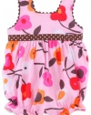 Chez Ami by Patsy Aiken Designs Girls Seersucker One Piece Bubble Romper Pink Floral - Size 12M