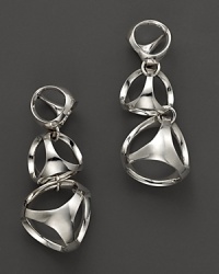 Bold sterling silver earrings showcase Di MODOLO's unique Triadra cages. Bold sterling silver earrings showcase Di MODOLO's unique Triadra cages.