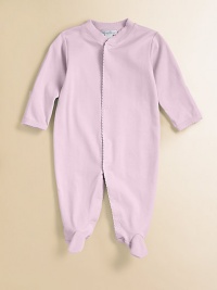 Lightweight yet warm, this footed silhouette in super soft pima cotton is perfect for everyday.Front snap closure Long sleeves Snap bottom Pima cotton Machine wash Imported Please note: Number of snaps may vary depending on size ordered. Lightweight yet warm, this footed silhouette in super soft pima cotton is perfect for everyday.Front snap closure Long sleeves Snap bottom Pima cotton Machine wash Imported Please note: Number of snaps may vary depending on size ordered.