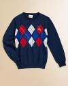Traditional argyle and a classic, understated silhouette define this must-have layer shaped with ribbed detailing and rendered in a soft cotton and wool blend.CrewneckLong sleevesCrocodile logo detailRib-knit collar, cuffs and hemDry cleanImported