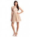 ABS Allen Schwartz Women's Cut Out Back Dress With Cap Sleeve, Champagne, 6