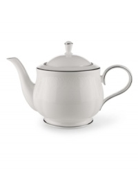 Timeless and refined, the Hannah Platinum pattern is crafted of pure white bone china embossed with a subtle palmetto-leaf design and banded in platinum. Timeless and refined, the Hannah Platinum pattern is crafted of pure white bone china embossed with a subtle palmetto-leaf design and banded in platinum.