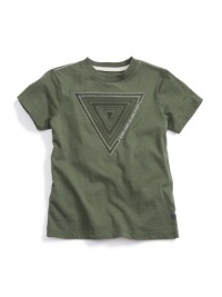 GUESS Kids Boys Tee with Embroidered Triangle, DUSTY GREEN (7) GUESS Kids Boys Tee with Embroidered Triangle, DUSTY GREEN (7)