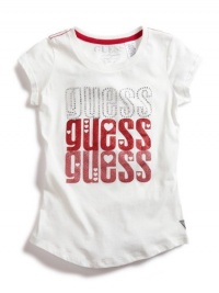 GUESS Kids Girls Short-Sleeve Logo Tee with Hearts, WHITE (10/12) GUESS Kids Girls Short-Sleeve Logo Tee with Hearts, WHITE (10/12)