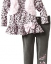 Nannette Baby-Girls Infant 2 Piece Leopard Pant Set, Grey, 24 Months