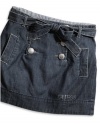 GUESS Kids Girls Big Girl Denim Skirt with Buttons, DARK STONEWASH (7)