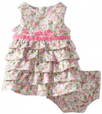 Hartstrings Baby-Girls Newborn Printed Cotton Diaper Cover And Sateen Dress, Pink Floral, 6-9 Months