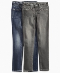 Cool studs and a vintage wash give these denim jeans from Revolution a touch of grown-up glamour.