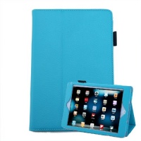 HDE® Slim Leather Folio Case Folding Flip Cover Stand for iPad Mini - Aqua Blue HDE® Slim Leather Folio Case Folding Flip Cover Stand for iPad Mini - Aqua Blue