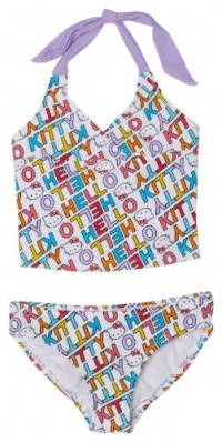 Hello Kitty Girls 2-6x Little Girls America's Sweetheart 2 Piece Swimwear, Pastel Print, 4 Hello Kitty Girls 2-6x Little Girls America's Sweetheart 2 Piece Swimwear, Pastel Print, 4