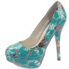 Breckelle's Angie-47 Aqua Blue Patent Floral Round Toe Pumps, Size: 8 (M) US [Apparel]