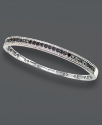 Slip a hint of luxury on your wrist with a twist of contrasting sparkle. This sweet bangle from Effy Collection combines round-cut black diamonds (1-3/4 ct. t.w.) and round-cut white diamonds (1/3 ct. t.w.) for an effortlessly chic design. Crafted in 14k white gold. Approximate diameter: 2 inches. Slip a hint of luxury on your wrist with a twist of contrasting sparkle. This sweet bangle from Effy Collection combines round-cut black diamonds (1-3/4 ct. t.w.) and round-cut white diamonds (1/3 ct. t.w.) for an effortlessly chic design. Crafted in 14k white gold. Approximate diameter: 2 inches.