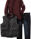 Calvin Klein Boys 2-7 Tee And Jean Canvas Puffy Vest, Gray, 3T