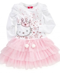 Treat your princess to a sweet surprise with this whimsical tutu dress from Hello Kitty. Treat your princess to a sweet surprise with this whimsical tutu dress from Hello Kitty.
