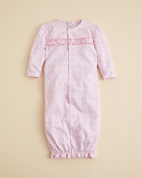 Your precious pre-crawler will be as cozy as a bug in a rug in this ruffled gown from Kissy Kissy. Your precious pre-crawler will be as cozy as a bug in a rug in this ruffled gown from Kissy Kissy.