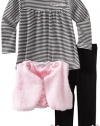 Calvin Klein Baby-Girls Infant Vest And Legging With Stripe Tee Set