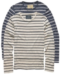 Step up your casual style with this comfortable striped shirt from Guess. Step up your casual style with this comfortable striped shirt from Guess.