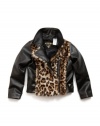 GUESS Kids Girls Little Girl Pleather Jacket with Faux-Fu, BLACK (3T)