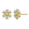 14K Yellow Gold Flower CZ Stud Earrings for Little Girls & Babies