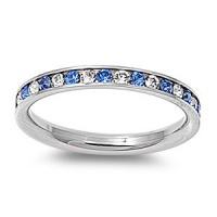 Stainless Steel Eternity Blue and Clear Cz Wedding Band Ring 3mm (3,4,5,6,7,8,9,10); Comes with Free Gift Box Stainless Steel Eternity Blue and Clear Cz Wedding Band Ring 3mm (3,4,5,6,7,8,9,10); Comes with Free Gift Box
